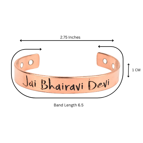 Pure Copper Healing Kada – Unisex Magnetic Cuff With Bhairavi Devi : BHAIRAVI-DEVI-COPPER-KADA