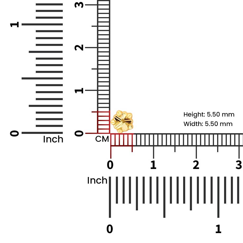 Yuvora 18K Yellow Gold Five-Petal Bloom Nose Pin For Women | Screw Back Closure | Bis Hallmarked | Pure Gold : DNP1008-18YG-IS