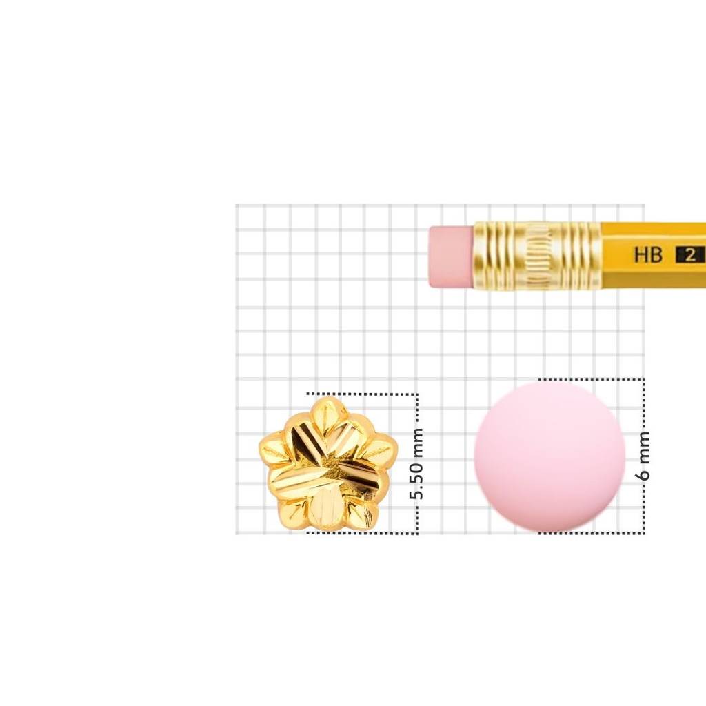 Yuvora 18K Yellow Gold Five-Petal Bloom Nose Pin For Women | Screw Back Closure | Bis Hallmarked | Pure Gold : DNP1008-18YG-IS