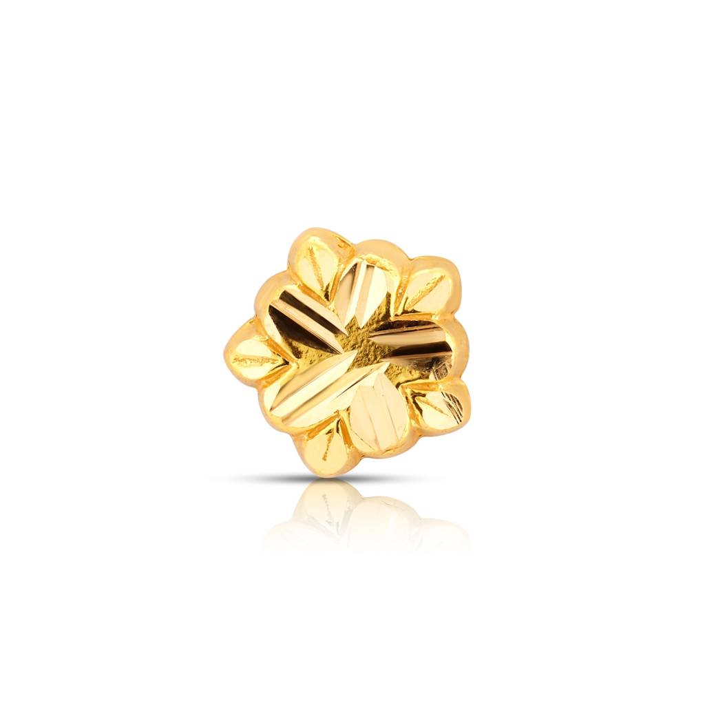 Yuvora 18K Yellow Gold Five-Petal Bloom Nose Pin For Women | Screw Back Closure | Bis Hallmarked | Pure Gold : DNP1008-18YG-IS