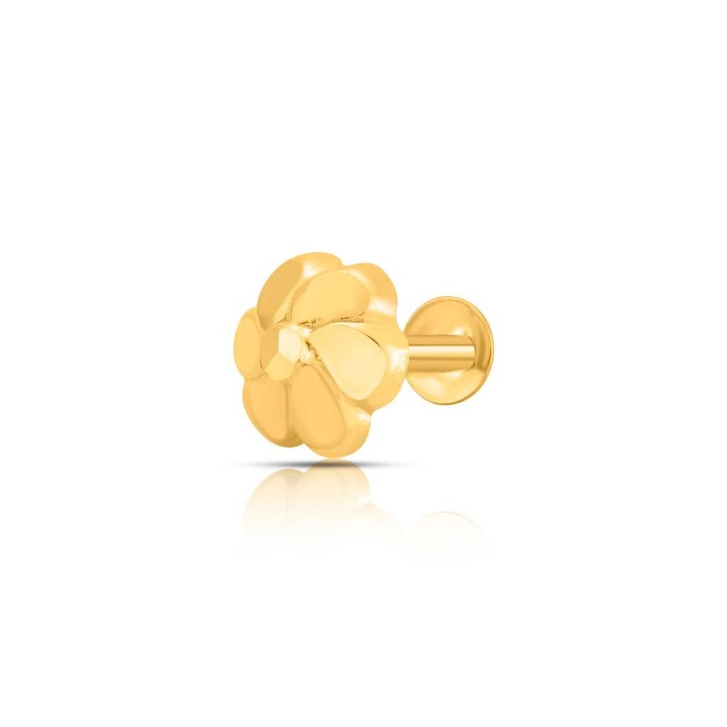 Yuvora 18K Yellow Gold Wildflower Memory Nose Pin For Women | Screw Back Closure | Bis Hallmarked | Pure Gol : DNP1009-18YG-IS