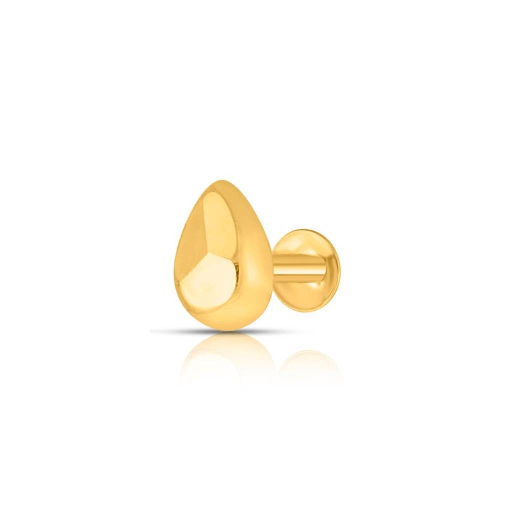 Yuvora 18K Yellow Gold Dew Drop Nose Pin For Women | Screw Back Closure | Bis Hallmarked | Pure Gold Nose Stud : DNP1021-18YG-IS