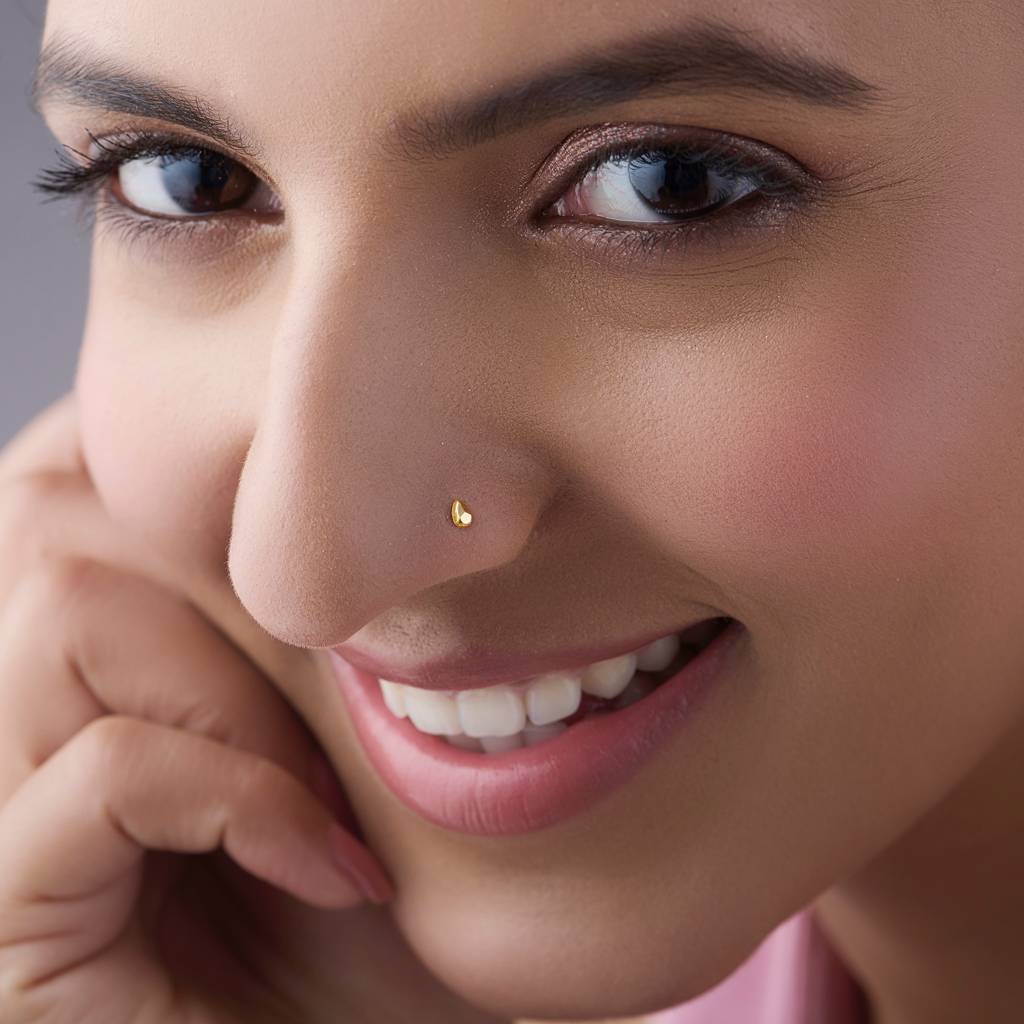 Yuvora 18K Yellow Gold Dew Drop Nose Pin For Women | Screw Back Closure | Bis Hallmarked | Pure Gold Nose Stud : DNP1021-18YG-IS