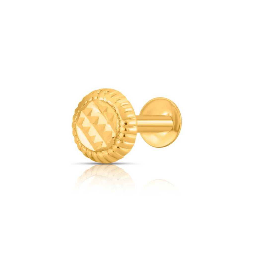 Yuvora 18K Yellow Gold Sun Crest Nose Pin For Women | Screw Back Closure | Bis Hallmarked | Pure Gold Nose S : DNP1028-18YG-IS
