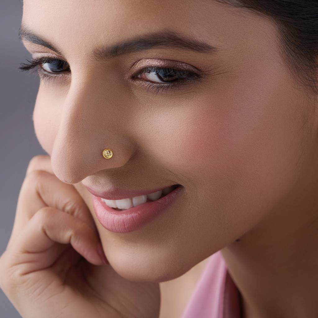 Yuvora 18K Yellow Gold Sun Crest Nose Pin For Women | Screw Back Closure | Bis Hallmarked | Pure Gold Nose S : DNP1028-18YG-IS