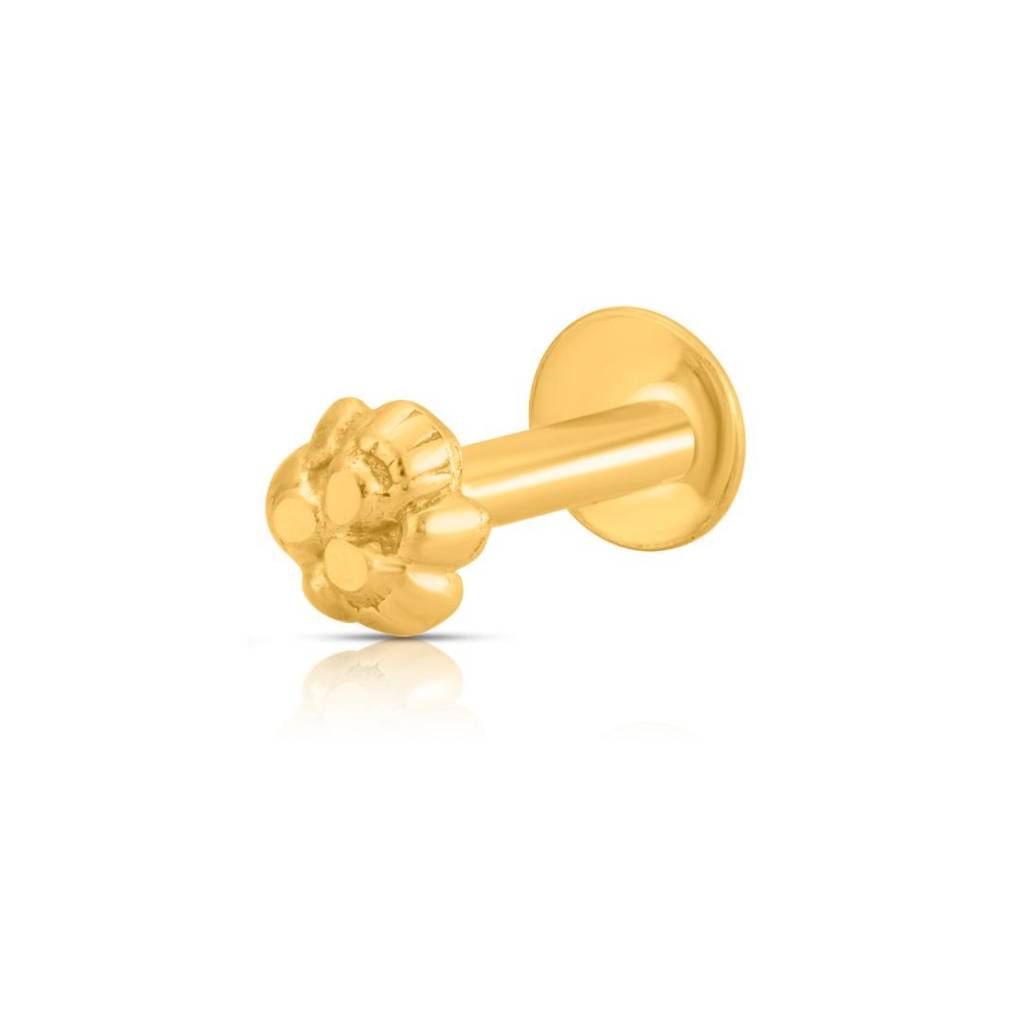 Yuvora 18K Yellow Gold Cluster Charm Nose Pin For Women | Screw Back Closure | Bis Hallmarked | Pure Gold No : DNP1041-18YG-IS