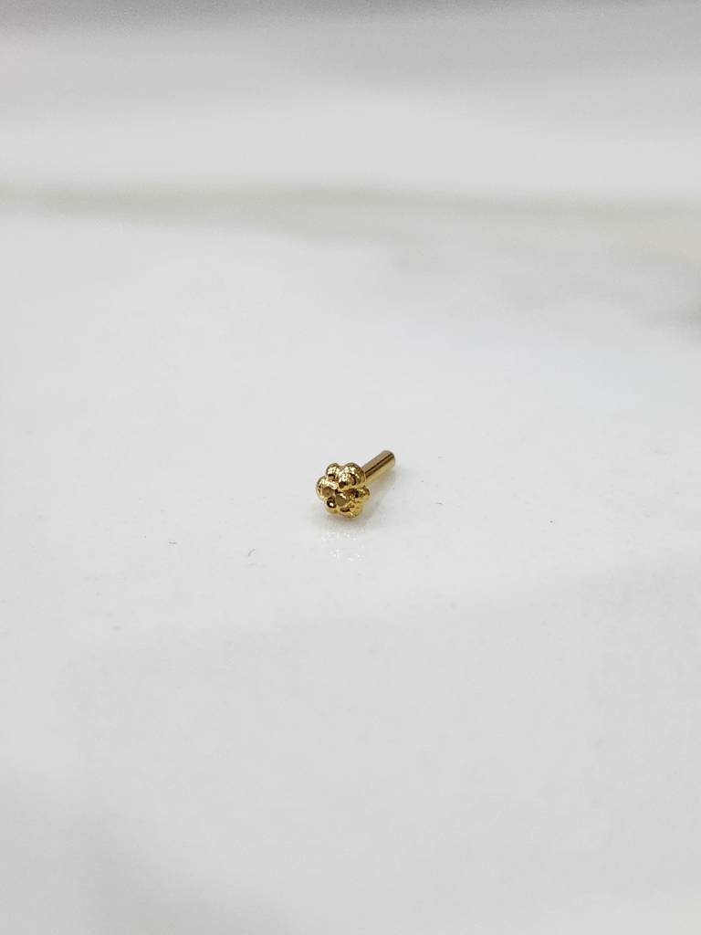 Yuvora 18K Yellow Gold Cluster Charm Nose Pin For Women | Screw Back Closure | Bis Hallmarked | Pure Gold No : DNP1041-18YG-IS