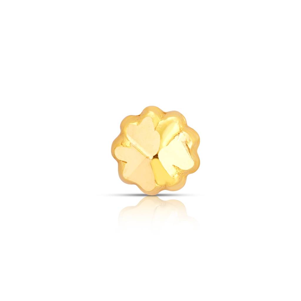 Yuvora 18K Yellow Gold Floral Glow Nose Pin For Women | Screw Back Closure | Bis Hallmarked | Pure Gold Nose : DNP1045-18YG-IS