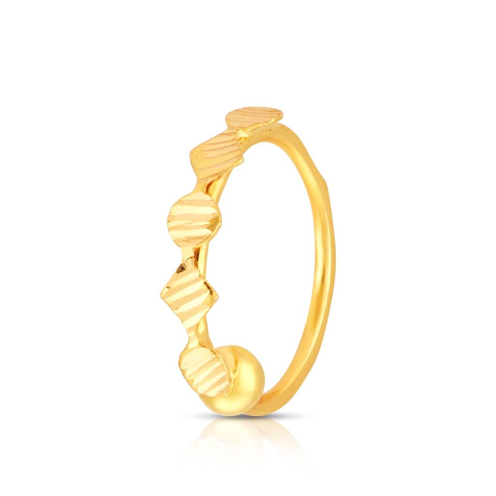 Yuvora 18K Yellow Gold Linear Echo Nose Pin For Women | Screw Back Closure | Bis Hallmarked | Pure Gold Nose : DNR1001-DC-18YG