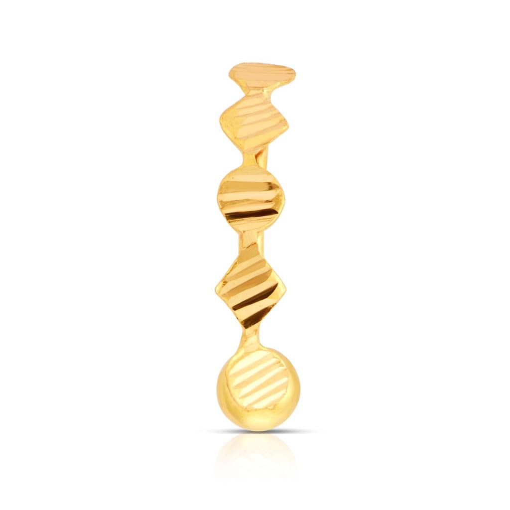 Yuvora 18K Yellow Gold Linear Echo Nose Pin For Women | Screw Back Closure | Bis Hallmarked | Pure Gold Nose : DNR1001-DC-18YG
