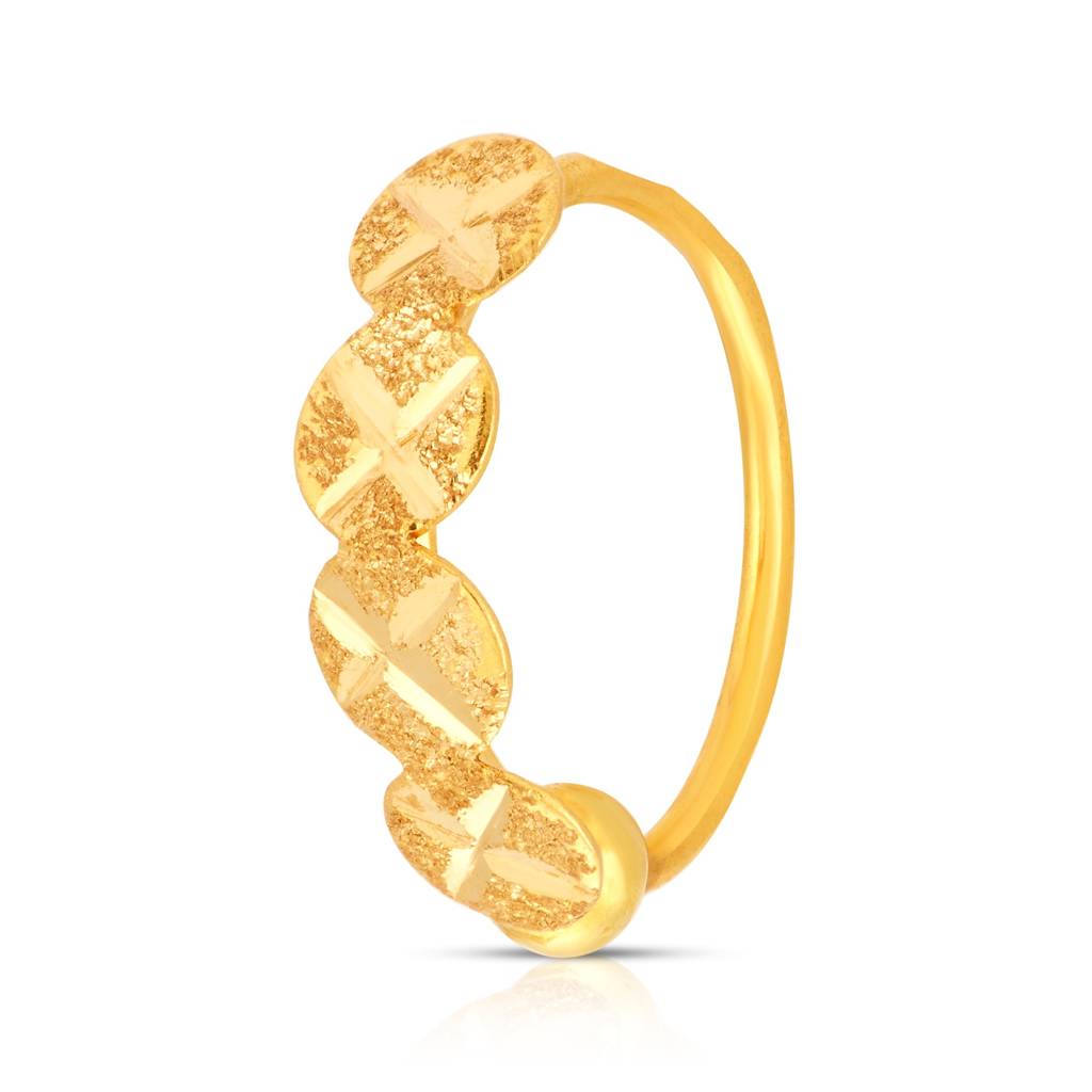 Yuvora 18K Yellow Gold Crossbeam Circles Nose Pin For Women | Screw Back Closure | Bis Hallmarked | Pure Gol : DNR1003-DC-18YG