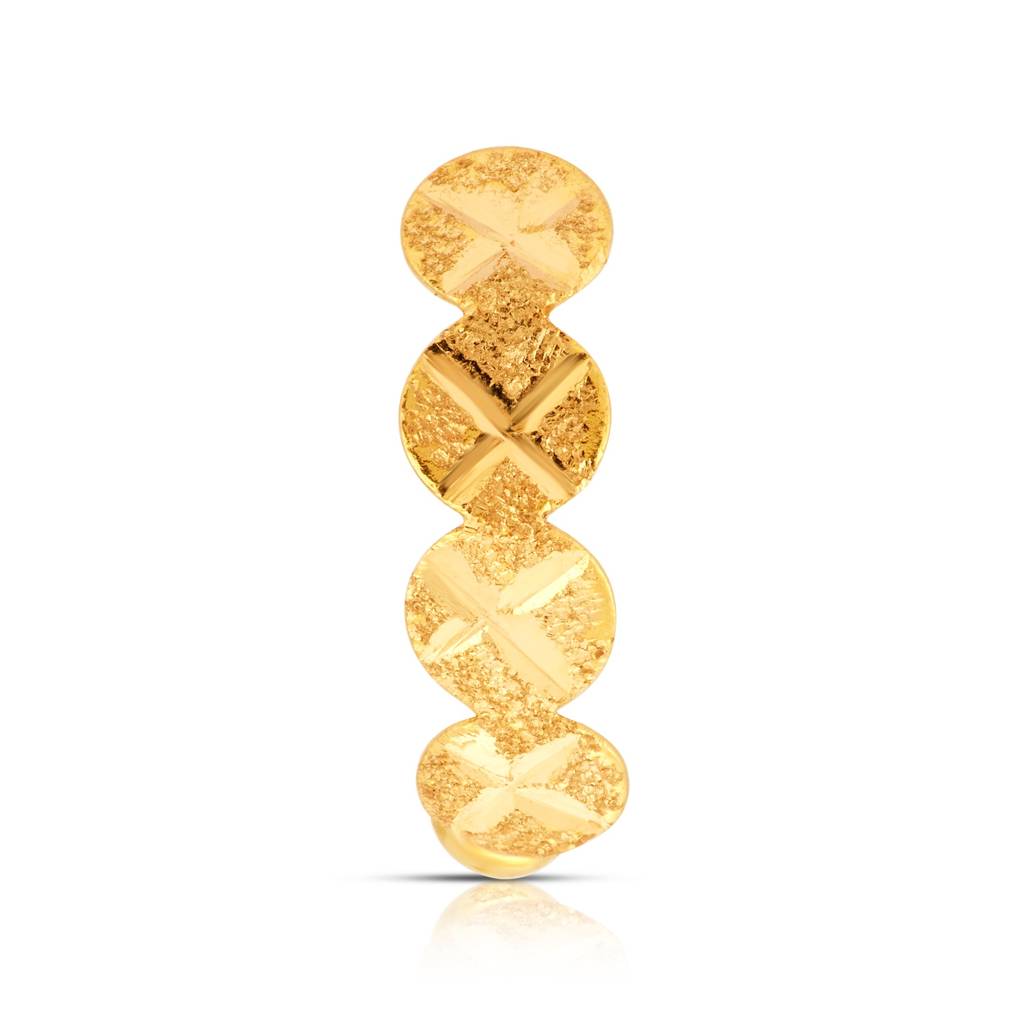 Yuvora 18K Yellow Gold Crossbeam Circles Nose Pin For Women | Screw Back Closure | Bis Hallmarked | Pure Gol : DNR1003-DC-18YG