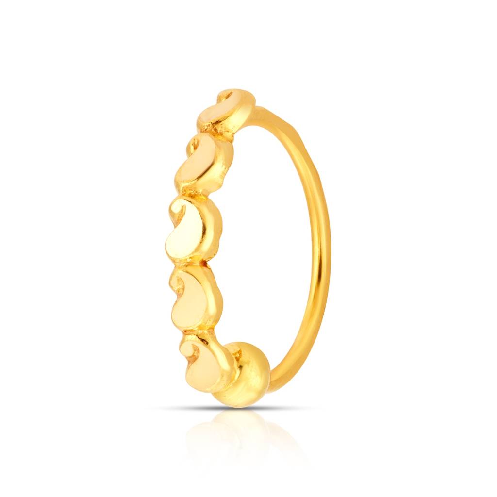 Yuvora 18K Yellow Gold Gold Heart Row Nose Pin For Women | Screw Back Closure | Bis Hallmarked | Pure Gold N : DNR1004-DC-18YG