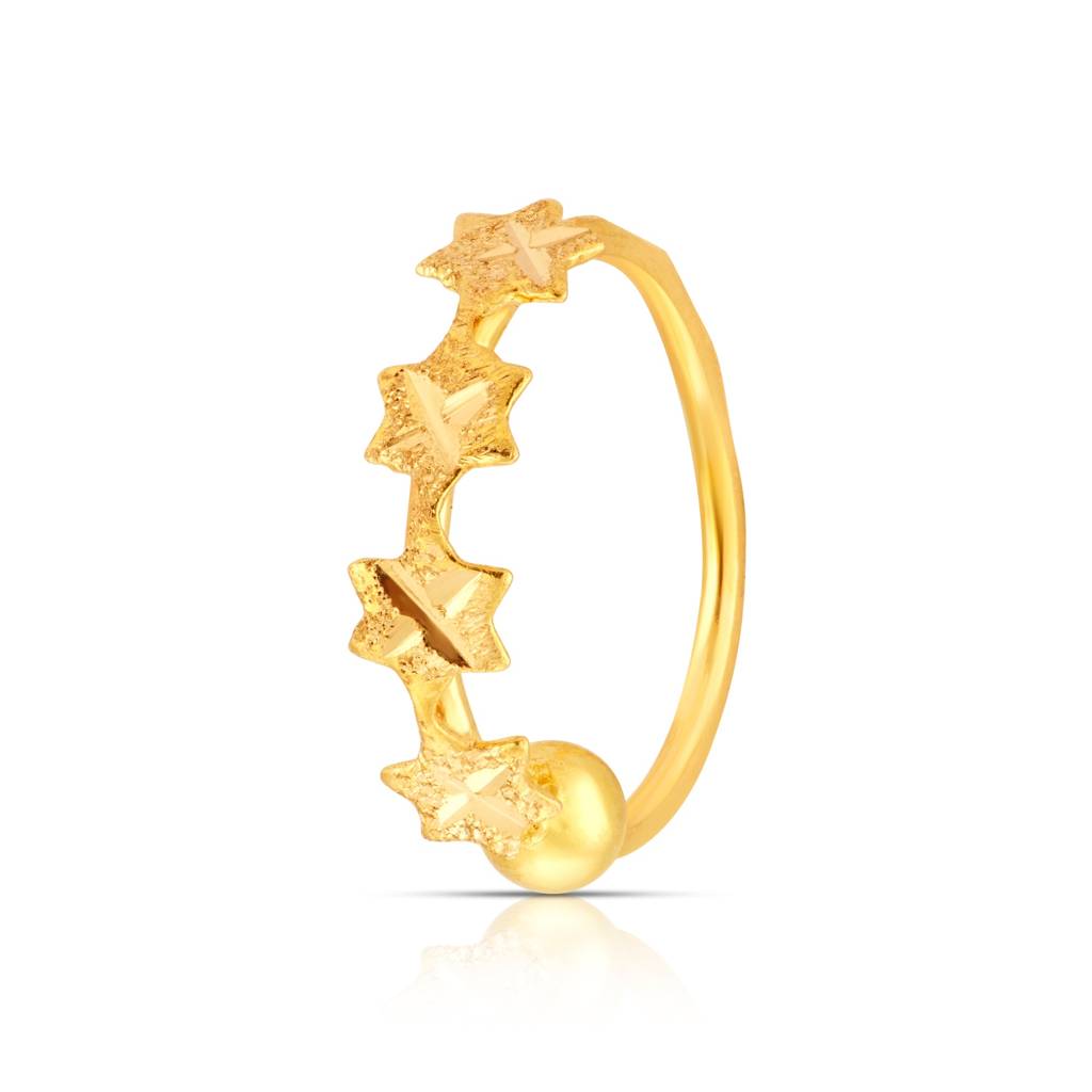 Yuvora 18K Yellow Gold Stars Prism Nose Pin For Women | Screw Back Closure | Bis Hallmarked | Pure Gold Nose : DNR1007-DC-18YG