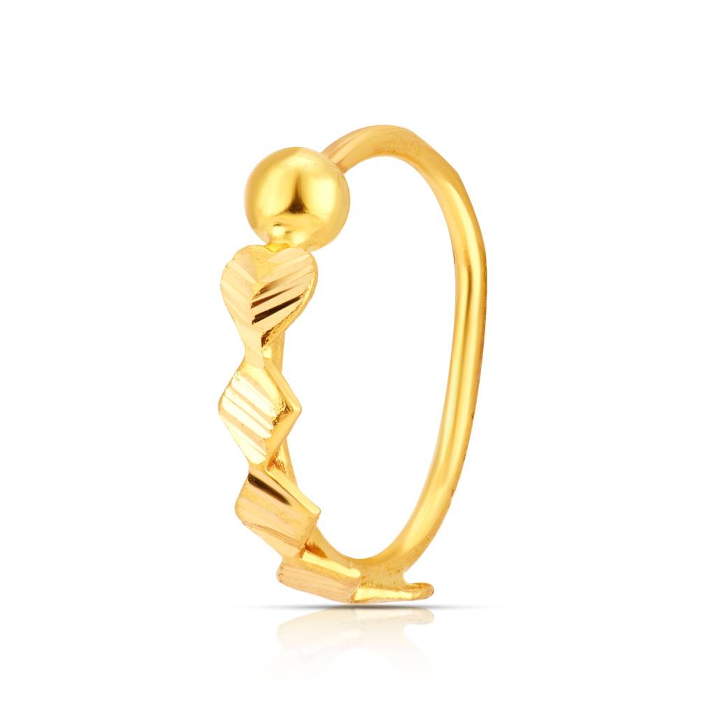 Yuvora 18K Yellow Gold Linear Prism Nose Pin For Women | Screw Back Closure | Bis Hallmarked | Pure Gold Nos : DNR1009-DC-18YG