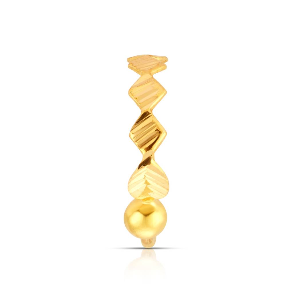 Yuvora 18K Yellow Gold Linear Prism Nose Pin For Women | Screw Back Closure | Bis Hallmarked | Pure Gold Nos : DNR1009-DC-18YG