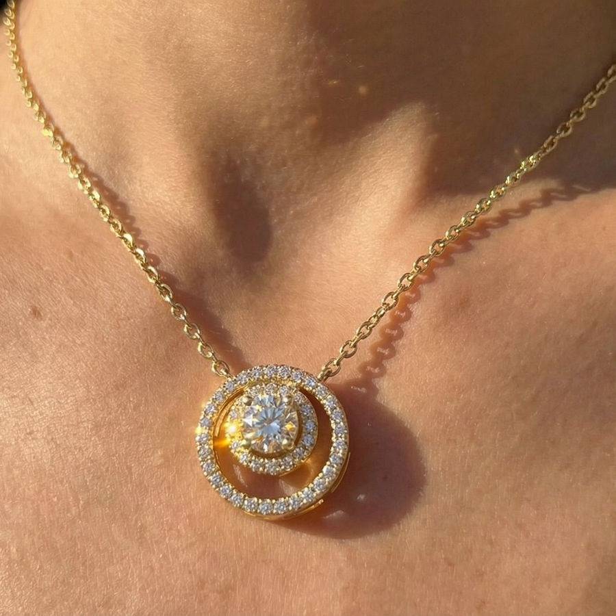 Orbit Pendant Necklace For Women | Modern Circular Motion Inspired Jewellery : 2592385927