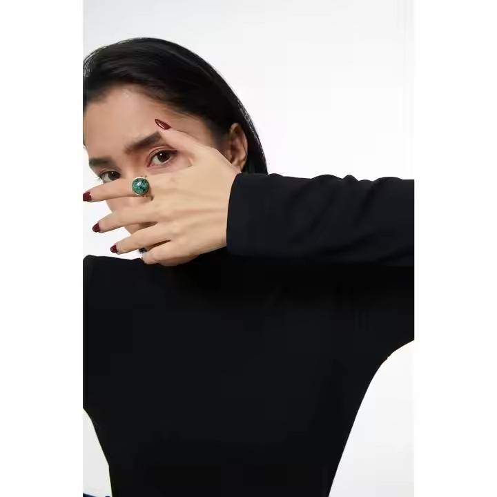 18K Gold Plated Anti-Tarnish Adjustable Stone Ring : RIN-229
