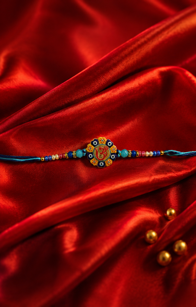 Set Of 3 Rakhis For Brother | Shiva (Mahadev), Om & Nazar Rakhi | Designer Spiritual Rakhi For Bhaiya Bhai | Raksha  : DR-0010