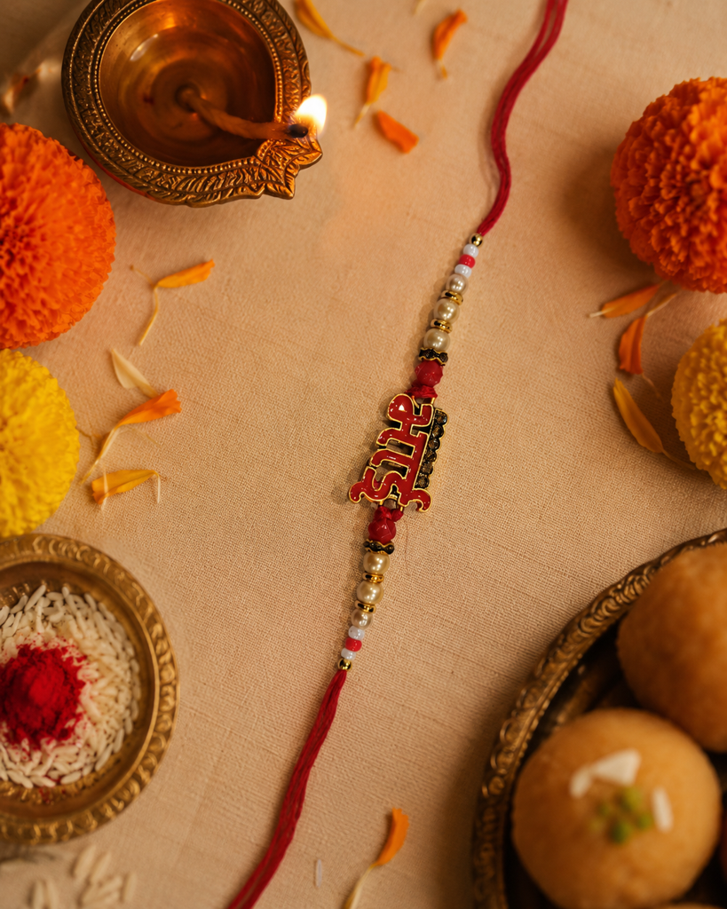 Set Of 3 Rakhis For Brother | English Bhai & Hindi Bhai Name Rakhi With Evil Eye Rakhi | Designer Rakhi For Bhaiya B : DR-0015