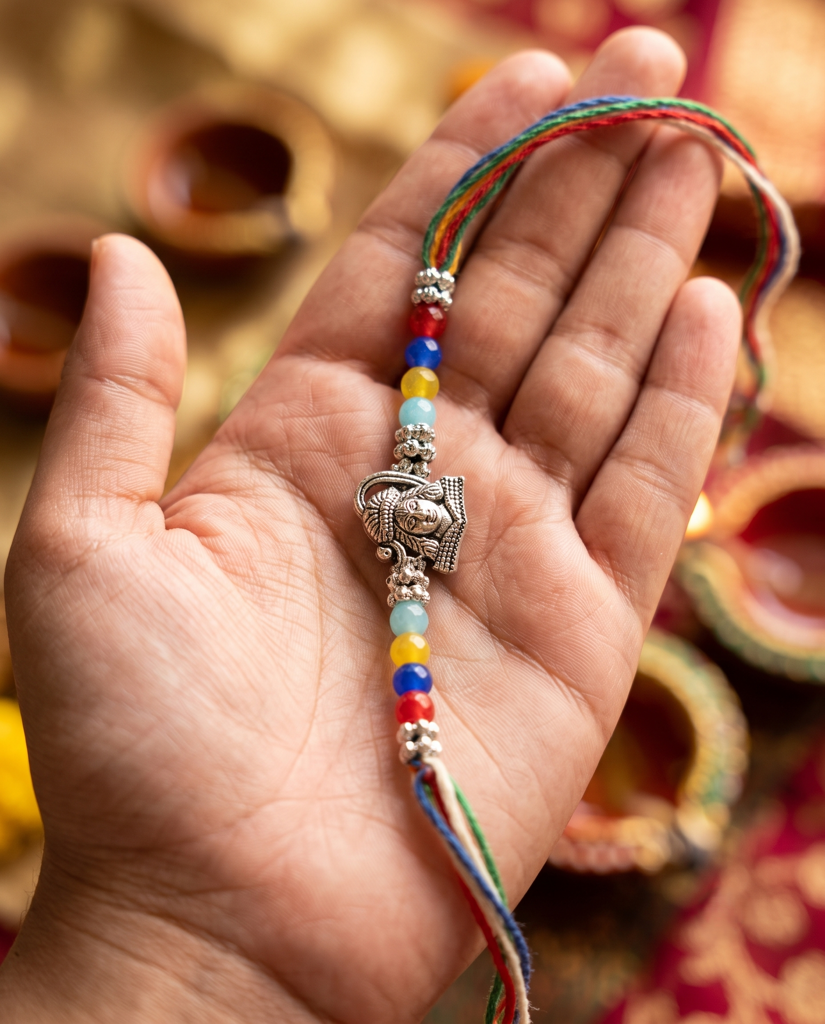 Set Of 3 Rakhis For Brother | Mor Heart, Lord Shiva & Krishna Name Rakhi | Designer Spiritual Rakhi For Bhaiya Bhai | : DR-009
