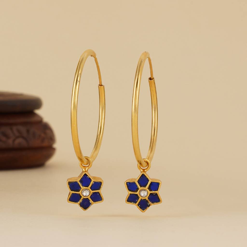 Blue Flower Goldplated Kundan Chaandbalis : SSE860