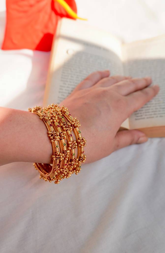 Nritya Ghungroo Temple Bangle Set Of 4 : PR-171B