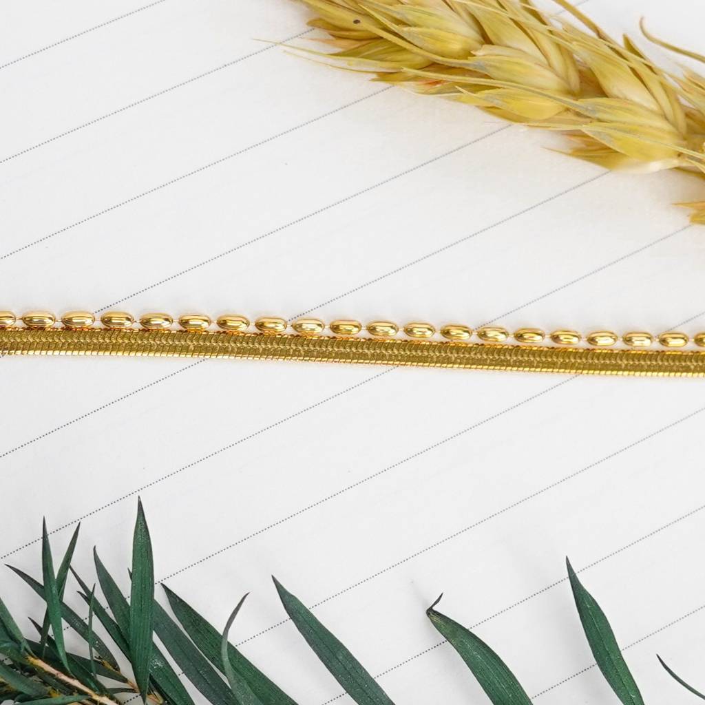 Gilded Ribbon & Orb Duo Bracelet : BR38
