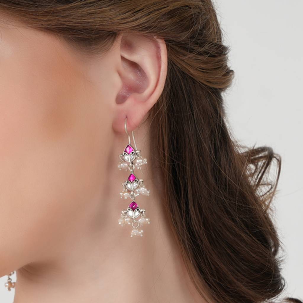 Pink Kundan Festive Earring : SSE818