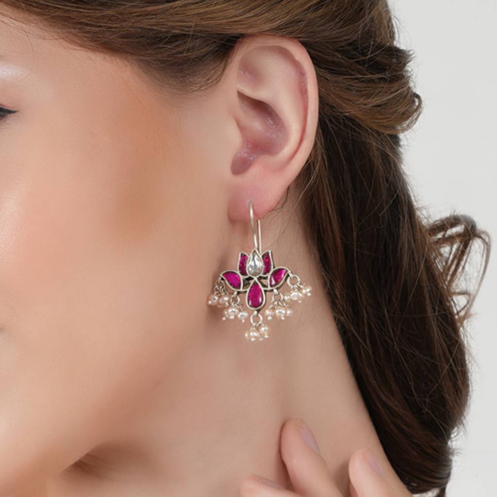 Pink Kundan Festive Earrings : SSE817