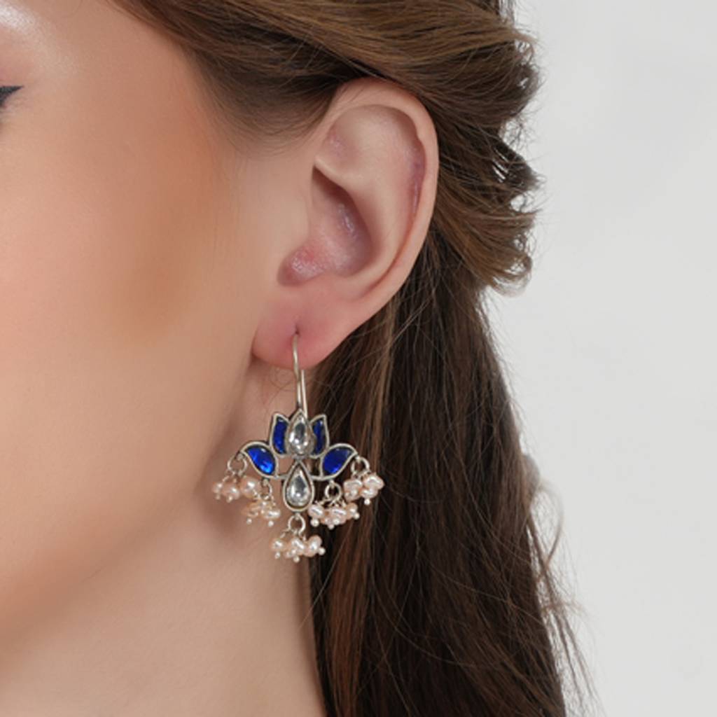 Blue Kundan Festive Earrings : SSE816