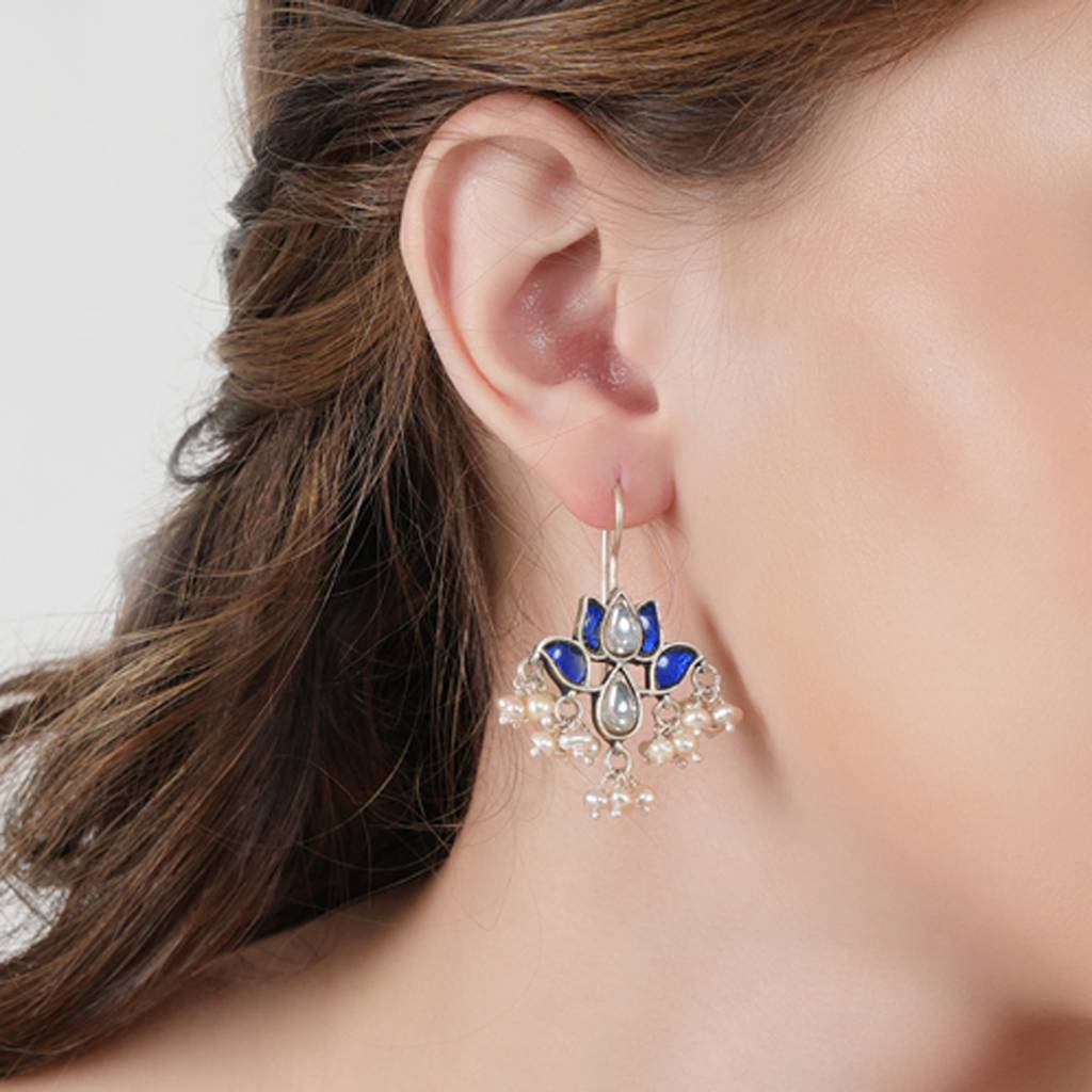 Blue Kundan Festive Earrings : SSE816