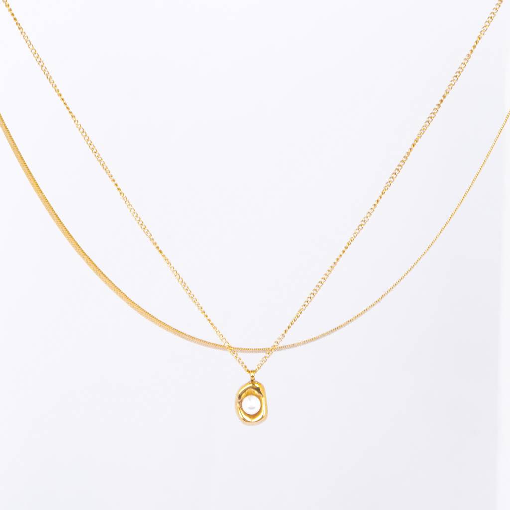Herringbone Fusion Pearl Pendant : SE11