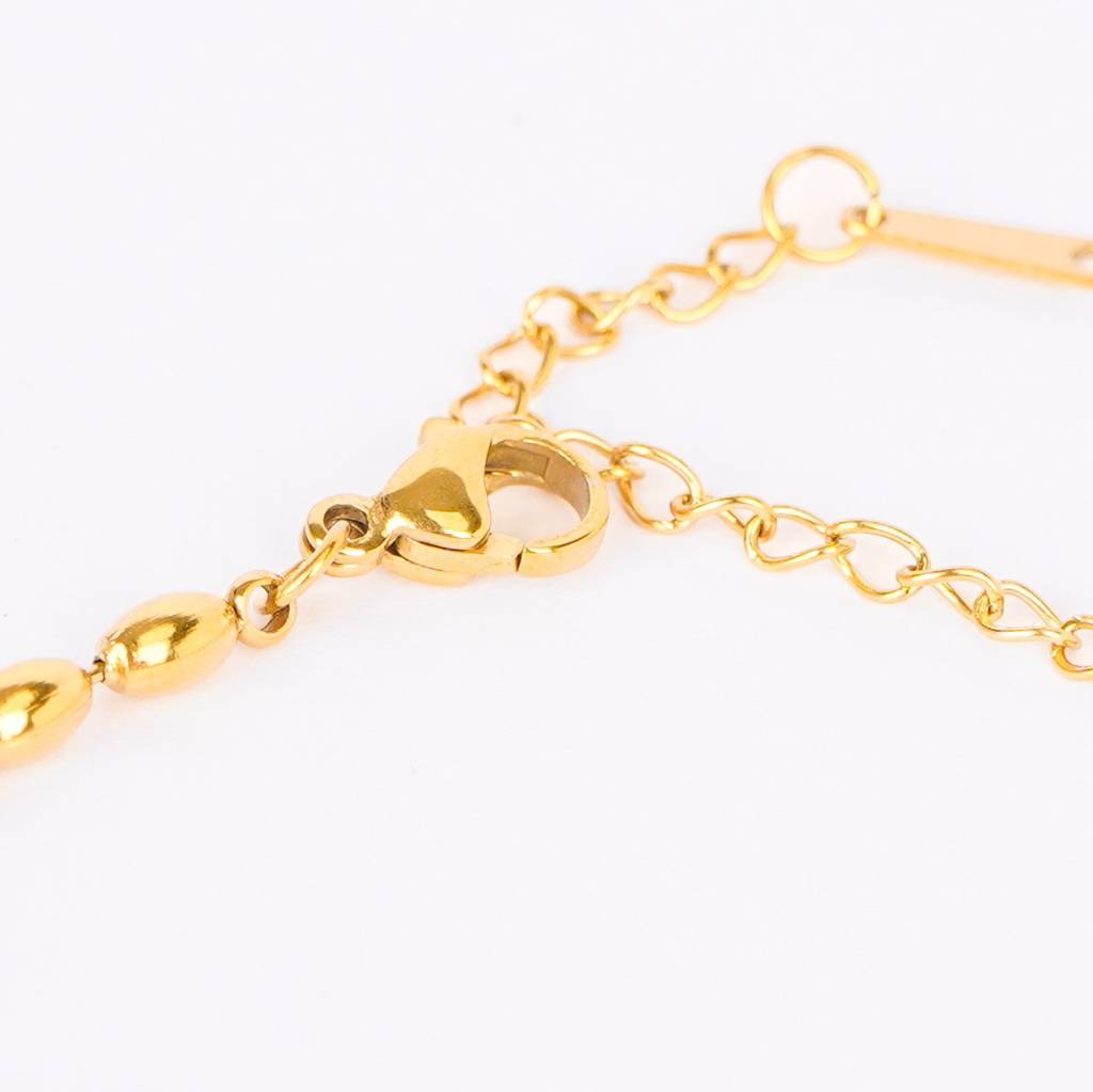Pearl Bean Chain Heart Accent Bracelet : BR90