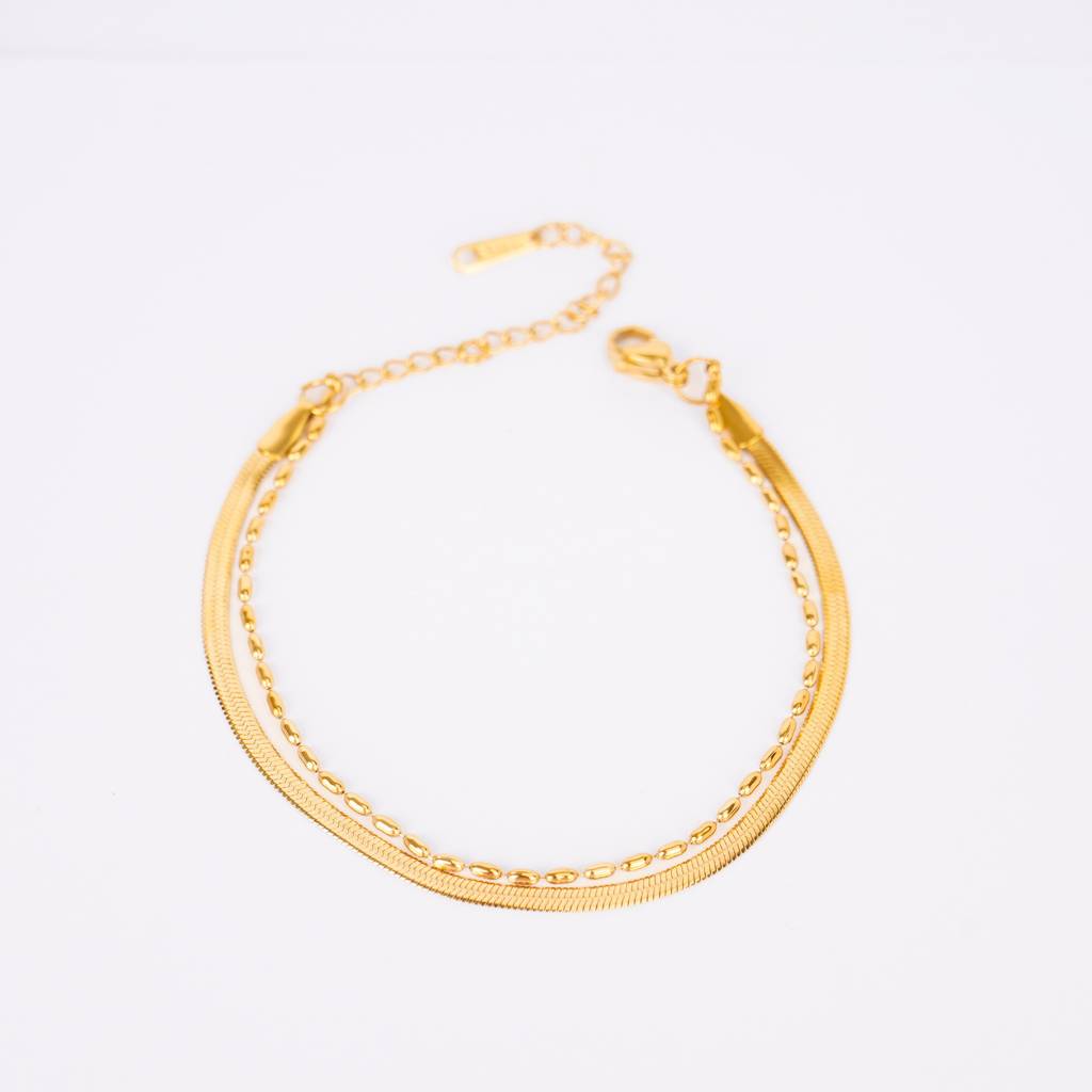 Gilded Ribbon & Orb Duo Bracelet : BR38