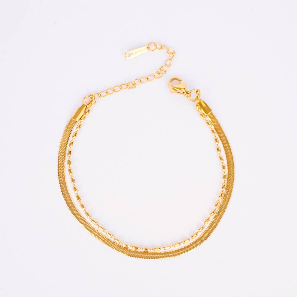 Gilded Ribbon & Orb Duo Bracelet : BR38