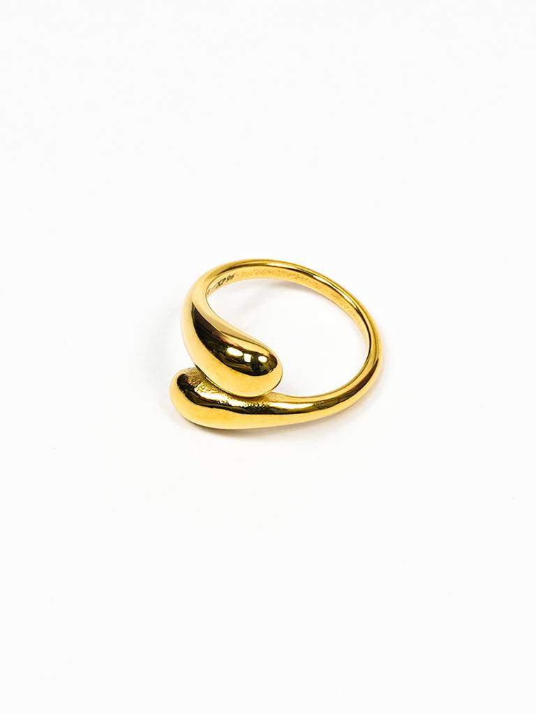 Fluid Curve Gold Statement Ring : 0089-DR