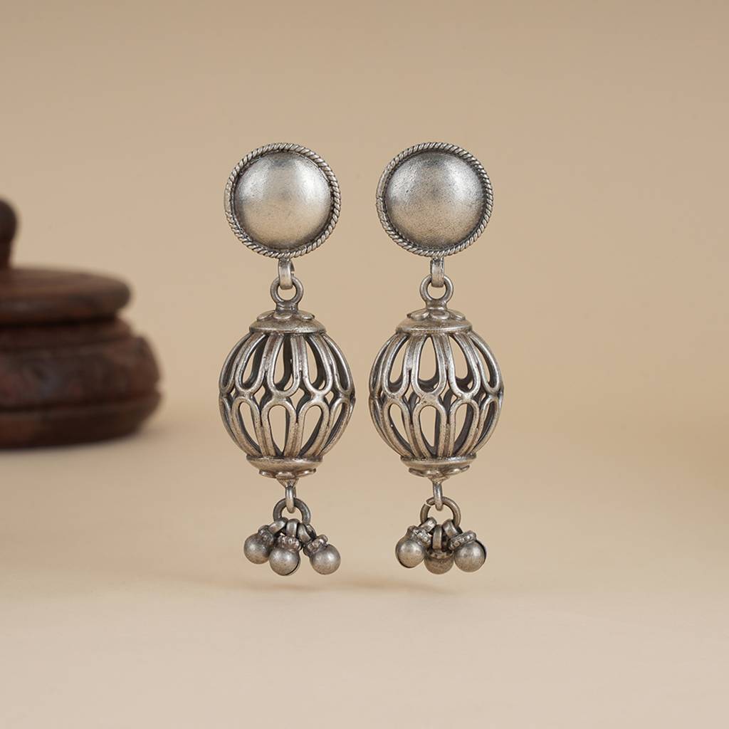 Intricate Jaali Silver Earrings : SSE879