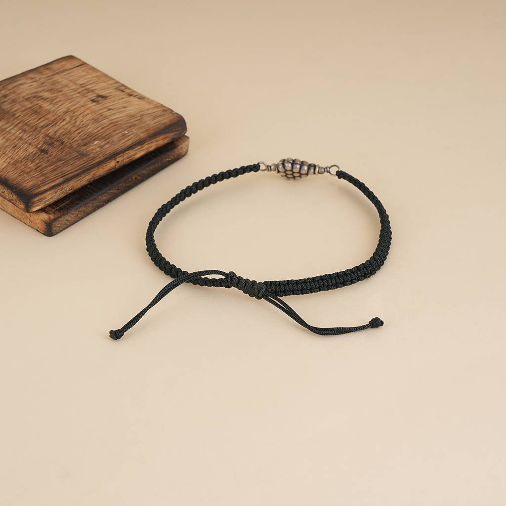 925 Silver Black Thread Anklet : SSA028