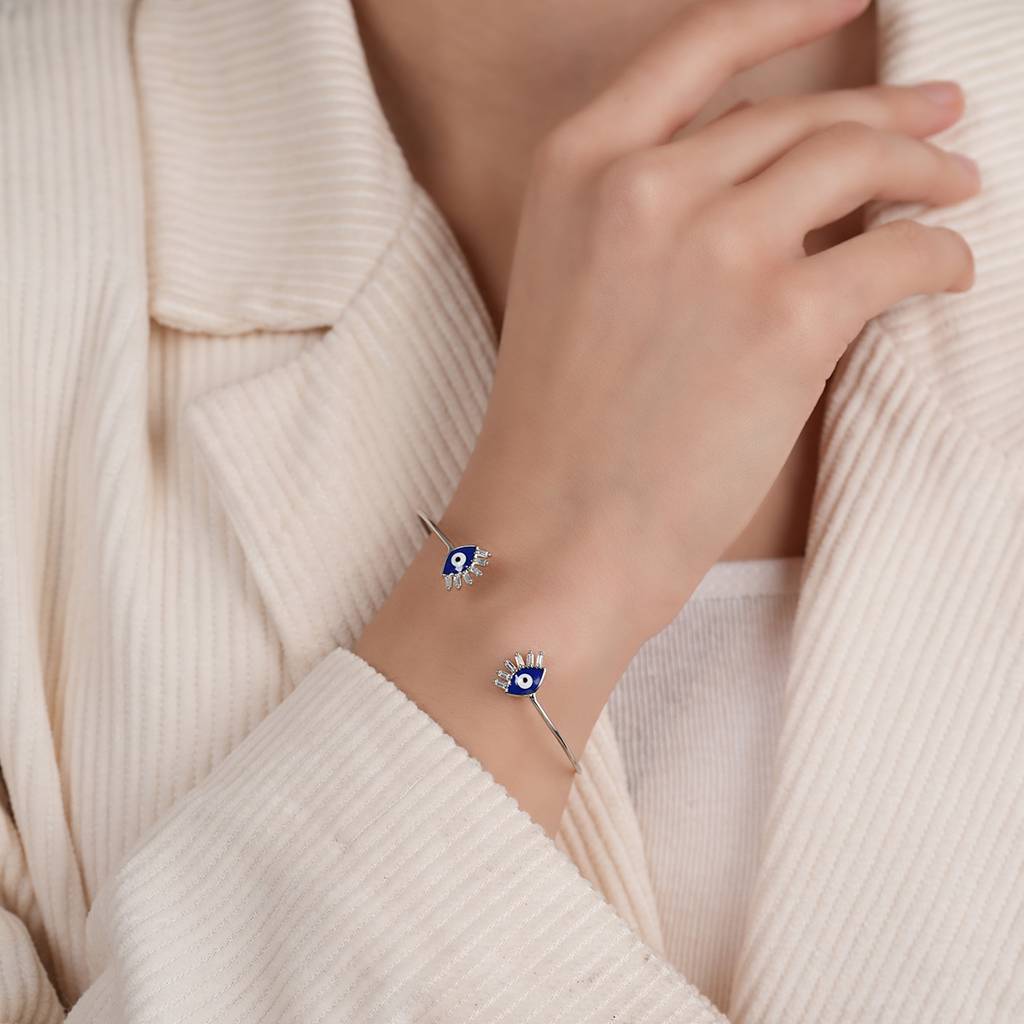 Evil Eye Silver Kada-Bracelet : SSB091