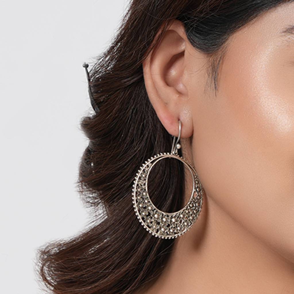 Silver Hoop Hooks Earrings : SSE827