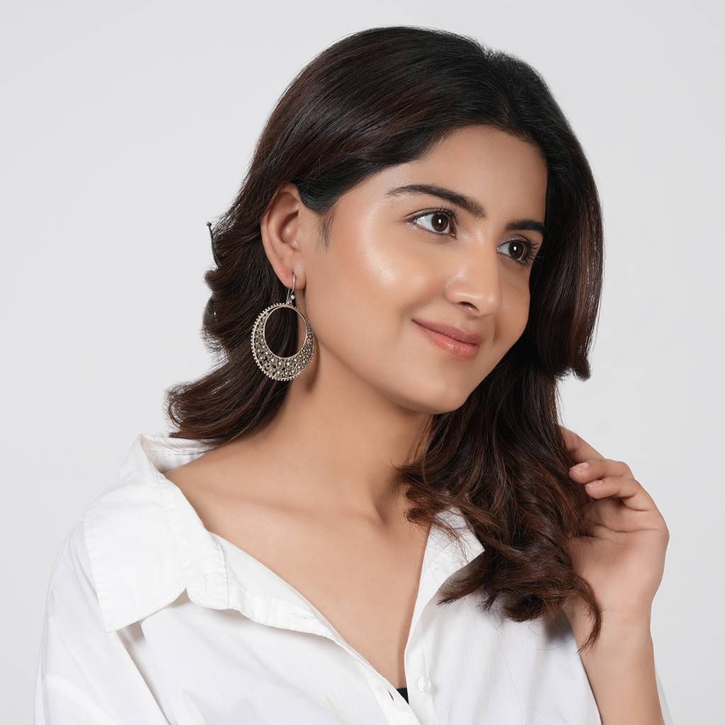 Silver Hoop Hooks Earrings : SSE827