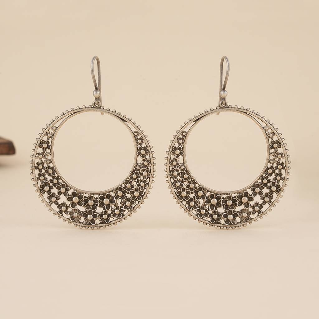 Silver Hoop Hooks Earrings : SSE827
