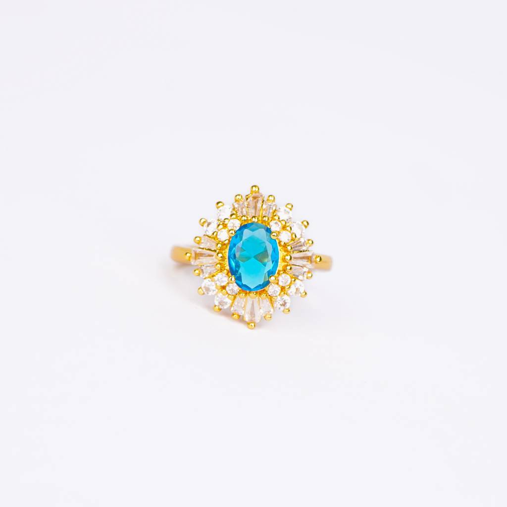 Aqua Flare Sunburst Ring : RG73
