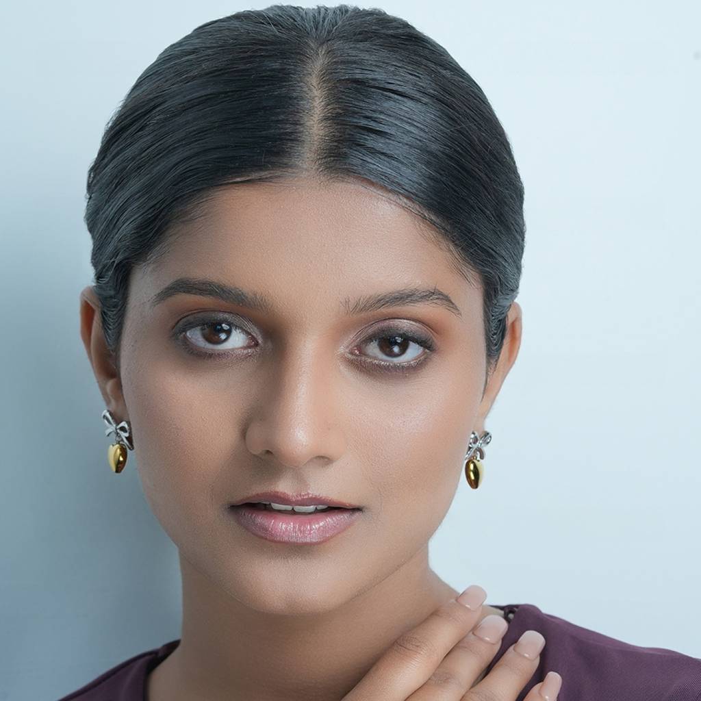 18K Gold & Silver Plated Waterproof Anti-Tarnish Bow And Heart Drops : ASG0125E424SG