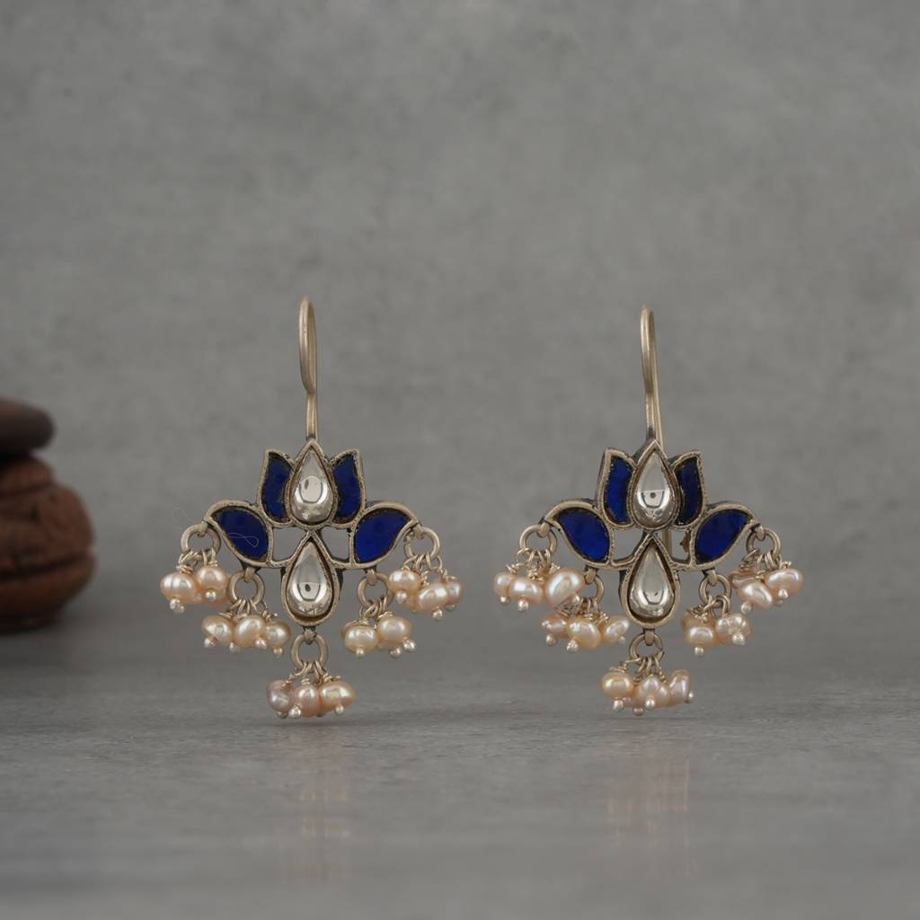 Blue Kundan Festive Earrings : SSE816