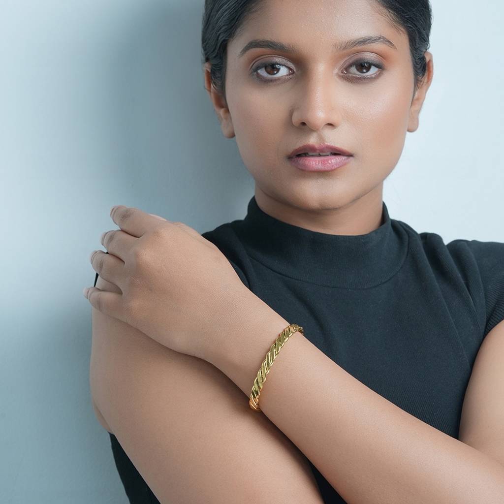 18K Gold Plated Waterproof Anti-Tarnish Braided Cuff Bracelet : ASG0125B120G