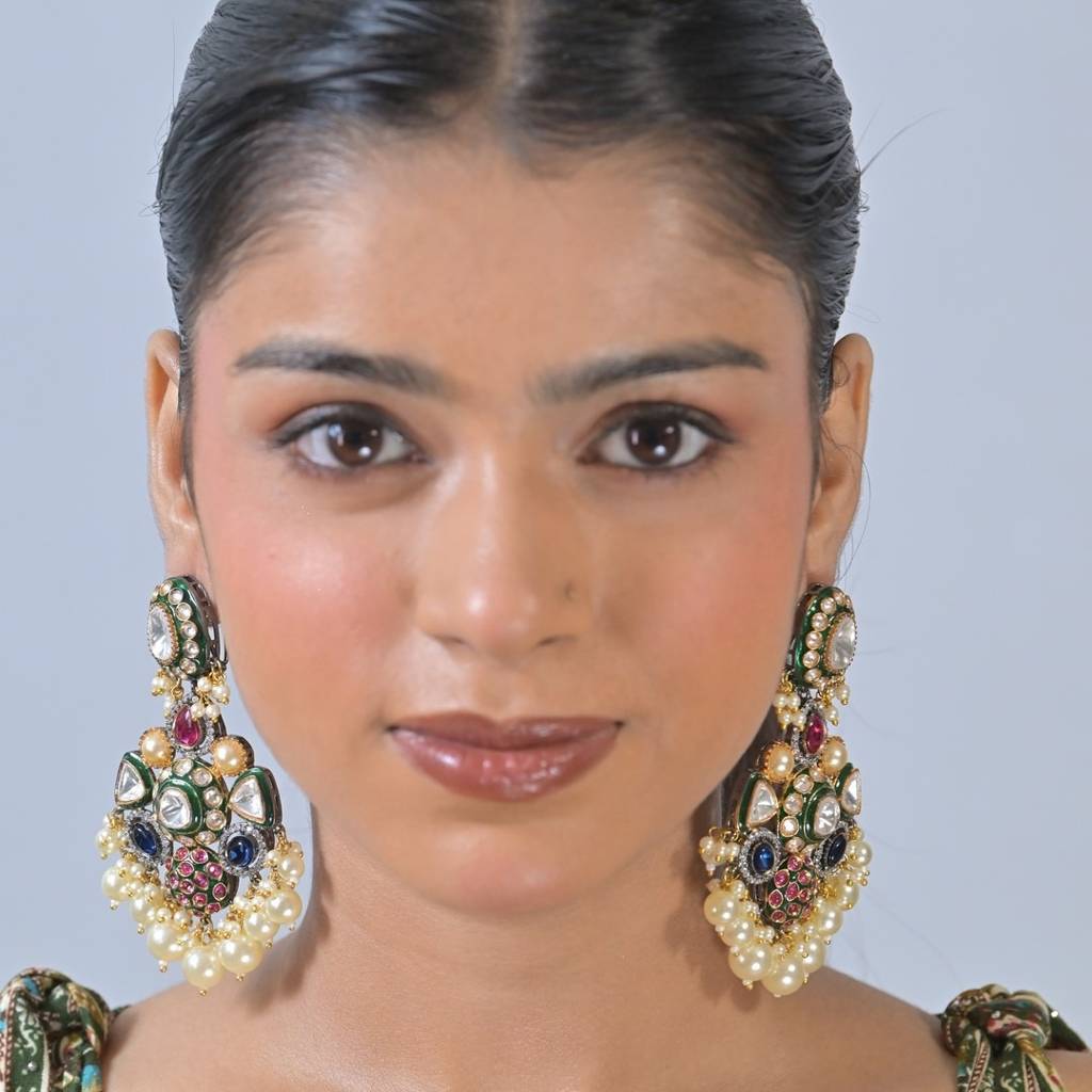 Janki Multicolour Traditional Chandbali Earrings : EAR0050