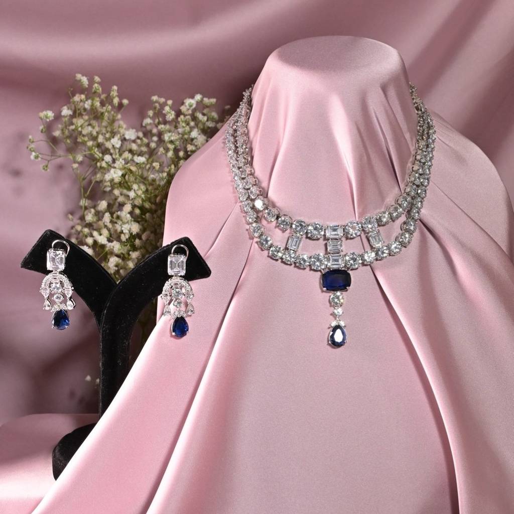 Deep Blue Shyama Cocktail Diamond Necklace : NEC0037