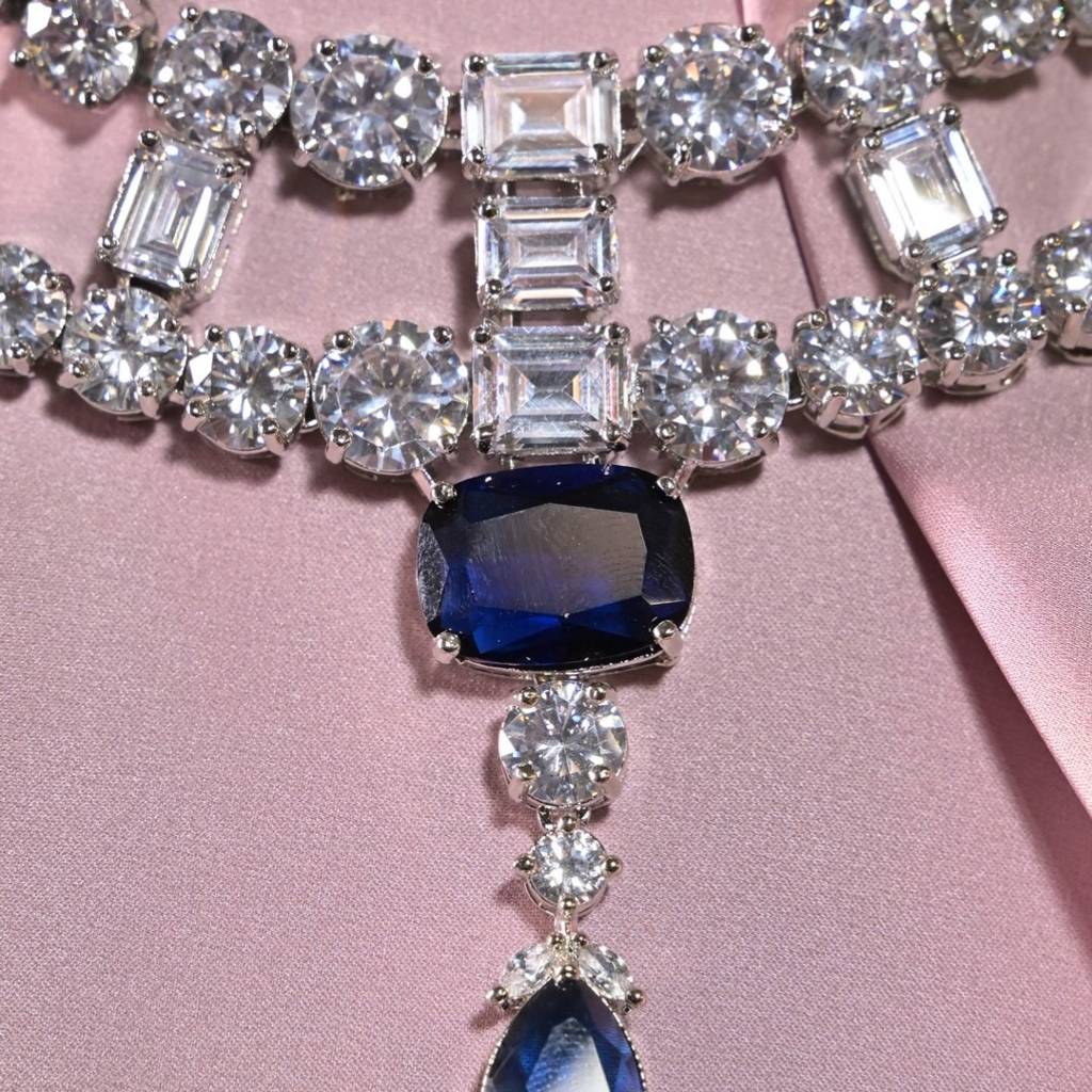 Deep Blue Shyama Cocktail Diamond Necklace : NEC0037